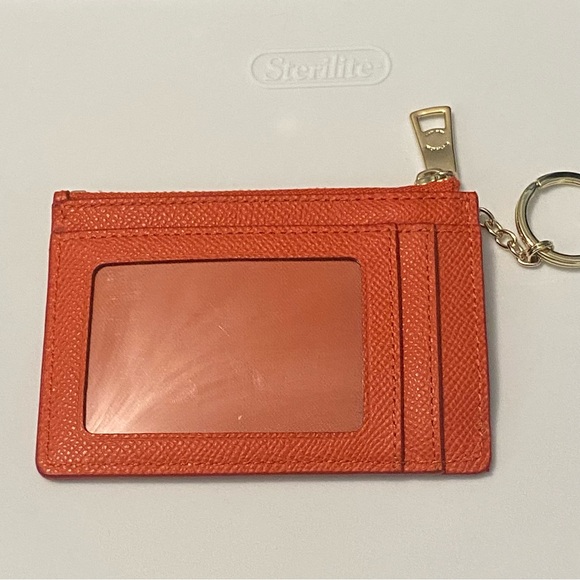 NWOT Coach Leather Key Fob Card Holder Melon Orange Gold Logo - Picture 11 of 11